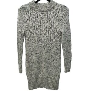 American Eagle Outfitters Mock Neck Wool Blend Cream Grey Sweater Dress | Small